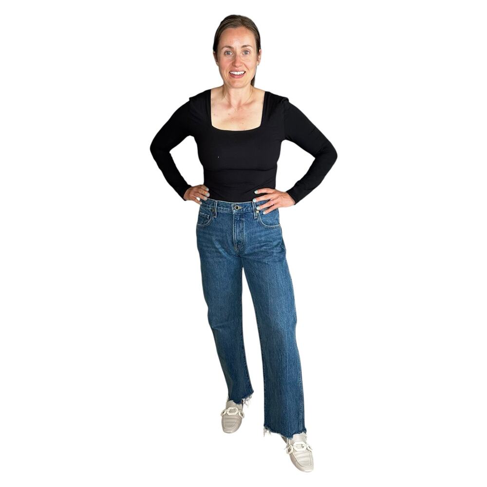 KHAITE Kerrie Jean Straight Leg Ankle Length Frayed Hems‎ Women's Size 27 Denim